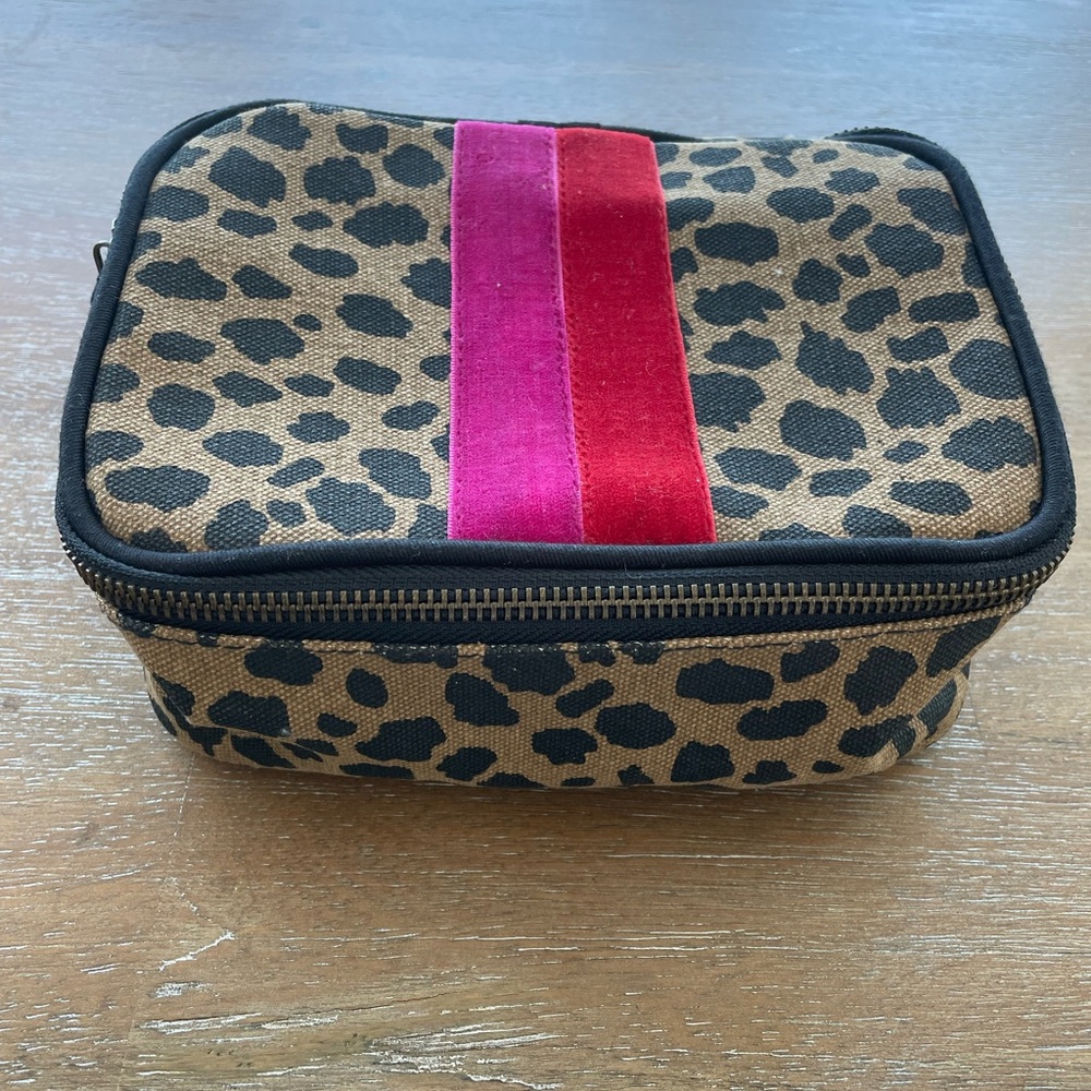 Leopard Print Mini Bag with Pink and Red Velvet Stripe
